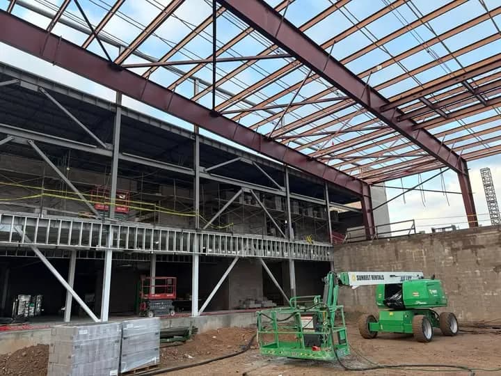 Fire and Ice Arena steel structure in North Phoenix during ABlast surface preparation